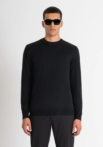 Antony Morato REGULAR FIT SWEATER WOOL BLEND MMSW01482-YA500088 9000 Black