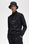 Fred perry EMBROIDERED HALF ZIP SWEAT M5547 102 Black