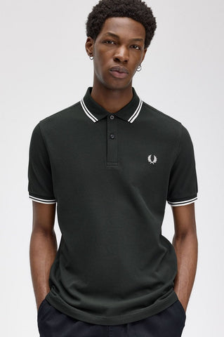 Fred perry TWIN TIPPED POLOSHIRT M3600_T50__597 T50 Nightgreen/Snwht