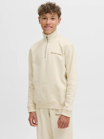 Jack&Jones junior JORNORREBRO EMB SWEAT HIGH NECK 12284067 Antique White