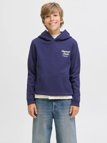Jack&Jones junior JORNORREBRO TYPO BACK SWEAT HOOD 12284069 Ocean Cavern