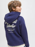 Jack&Jones junior JORNORREBRO TYPO BACK SWEAT HOOD 12284069 Ocean Cavern