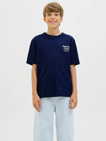 Jack&Jones junior JORNORREBRO TYPO TEE SS CREW NECK  12284057 Ocean Cavern