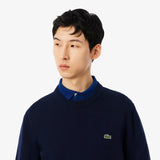 LacosteCREWNECKCOTTONSWEATERAH198500166NavyBlue__2