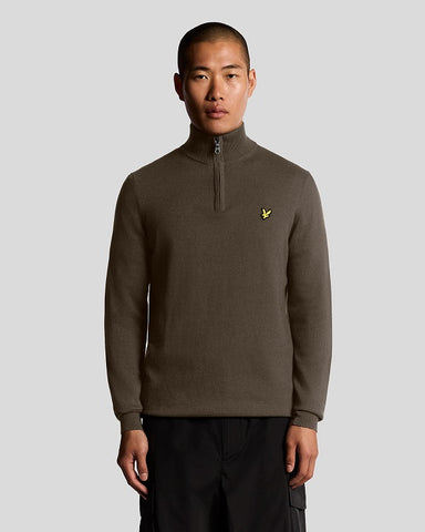 Lyle&Scott COTTON MERINO QUARTER ZIP JUMPER KN2112VC X863 Espresso