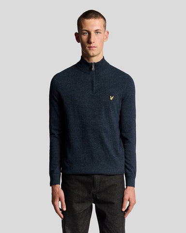 Lyle&Scott LAMBSWOOL BLEND QUARTER ZIP JUMPER KN2330V Z56 Dark Navy Marl