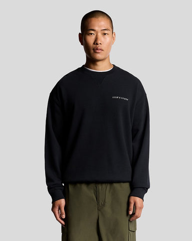 Lyle&Scott SCRIPT BRUSHBACK CREW NECK SWEATSHIRT ML2320V Z271 Dark Navy