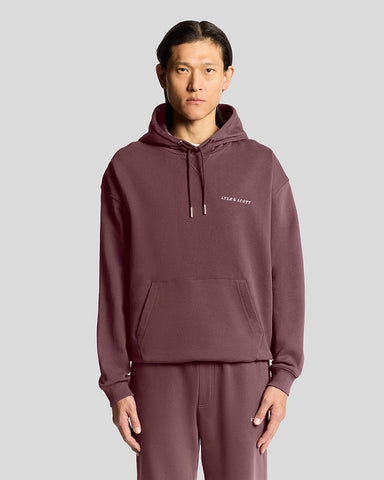 Lyle&Scott SCRIPT BRUSHBACK HOODIE ML2321V X868 Dusky Maroon