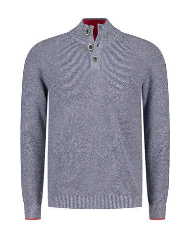 N.Z.A. PULLOVER BUTTON COLLAR 25GN461 1681 Navy Ocean Melange