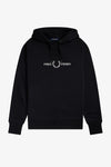 Fred perry EMBROIDERED HOODED SWEAT M4728 Black